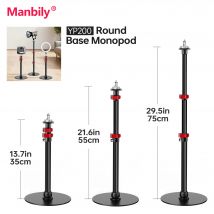 Manbily Aluminium-Einbeinstativ mit rundem Sockel für Fotografiebeleuchtung, ausziehbarer Lautsprecher-Projektor-Bodenständer, 35–75 cm, höhenverstellbar