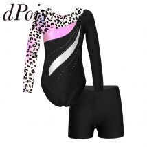 Kinder Gymnastik Overall für Mädchen Langarm Strass Ballett Tanz Trikots Tanz kleidung Sets Teenager Kinder Skating Bodysuit