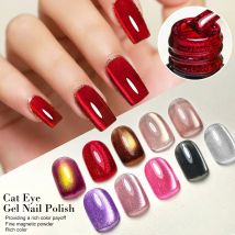 LIMEGIRL 8ML Cat Eye Gel Polish Semi Permanent UV LED Soak Off Gel Lack Kristall Glitter Cat Eye Magnetische Gel