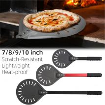 Pala pequeña para Pizza de 7 y 10 pulgadas, pala perforada con mango corto, utensilios de cocina antiadherentes, torneado de Pizza para accesorios de horno