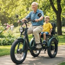 24 Zoll 3 Räder Off Road Elektrofahrrad Berg mit Beifahrersitz für Erwachsene 750W Elektro-Dreirad 2 Sitze für ältere Menschen