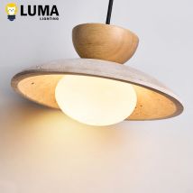 LUMA Home Decor LED-Hängelampen, gelbes Travertinholz, Esszimmer, Wohnzimmer, Schlafzimmer, moderne Pendelleuchte, Hängelampe