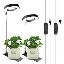 LED Ring Grow Lights, Voll spektrum Halo Growing Lampe mit Standfuß/12h Timer, schwarzes Pflanzen licht für kleine Innen anbau