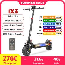 IScooter iX3 800W potężny skuter elektryczny 40KM zasięg 10 cali opona terenowa skuter elektryczny