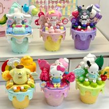 Sanrio Hello Kitty Kuromi Pochacco Cinnamoroll Serie Eistüte Anime Peripheriegeräte Ziegel Modell Desktop Display Kind Spielzeug Geschenk