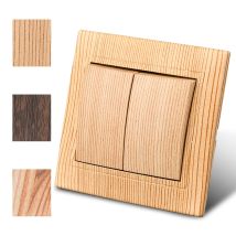 Wood Wall Rocker Switch AC Classic 2 Gang 1 Way Flame Retardant Spray Plastic Panel Button Light Switch EU Standard On/Off Panel