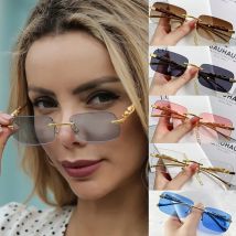 Leopard Dekor rahmenlose quadratische Mode Brille bunte Männer Vintage Leoparden kopf Metall Sonnenbrille (Großhandel verfügbar