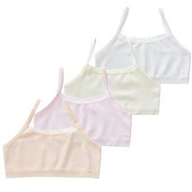 4-Piece Children Vest Underwear Cotton Girl's Training Bra Soft Puberty Girls Sport Brassiere Solid Kids Girl Tank Top