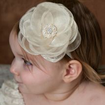Boutique Oversize Chiffon Blumen Stirnband für Baby Mädchen Haarschmuck Neugeborene Diamant Perle Nylon Stirnband Baby Turban Niedlich