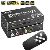Switch HDMI Con estrattore audio Splitter audio HDMI 4K 60Hz 2 in 1 uscita da HDMI a coassiale + toslink Spdif + audio stereo L/R + ARC HDMI