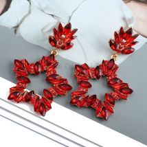 Elegante Pentagramm-Stern-Ohrringe für Frauen, geometrisch, glänzend, Strass-Inlay, modischer Vintage-Schmuck, Accessoires