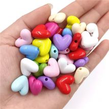17mm 10 teile/beutel Große Herz Form Acryl Lose Perlen für Schmuck Machen DIY Solide Bunte Armband Halskette Ohrringe Anhänger