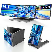 Dopesplay Prolunga per schermo triplo da 14,1 pollici per laptop 1200P FHD IPS Tipo-C Doppio monitor portatile per MacBook Cromo fino a 17,3
