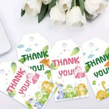 40 Stück Karton-Dinosaurier-Papieranhänger, rosa, grün, Dankeschön-Hängeetiketten für Kinder, Dinosaurier-Party-Dekoration, Geschenke, Verpackungsversorgung