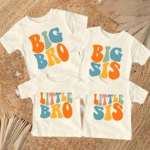 Big Bro Sis Little Bro Sis Gedruckt Familie Passenden T-shirt Jungen Mädchen Geschwister Kleidung Kinder Tops Outfit Kinder Retro T-shirts