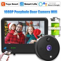 6000 mAh WiFi Guckloch Tuya Smart 1080P WiFi Türklingel Video Kamera Home Security Nachtsicht Video Tür Kamera digital Viewer