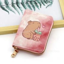 Capybara-Geldbörse für Damen, Kawaii-Leinwand, Tintenwasch-Mischdruck, Y2K-Trend, niedliche weibliche Geldbörse, Mädchen, Party, Urlaub, Kindergeschenk