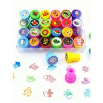 24PCS Cartoon Christmas Stamp Santa Snowman Elk Kids Gift Christmas Party Favor Birthday Gift Toy Xmas Children Gift Bag Fillers