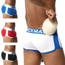 4 Stück Set Jockmail Ropa Interieur Hombre 100% Baumwolle Boxer vorne und hinten Tasse Push-up-Gesäß Formen sexy Höschen 2xllingerie