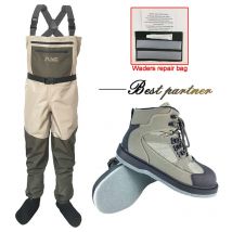 Wasserdichte Wathose zum Fliegenfischen mit Filz- oder Gummi-Angelstiefeln, Fliegenfischeranzug für Männer und Frauen, Reef Rock Hunting Fishing-Schuhe