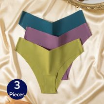 TrowBridge 3 Teile/satz Damen Höschen Nahtlose V-Schnitt Unterwäsche Atmungsaktive Dessous Seide Satin Slips Sport Bequeme Unterhose