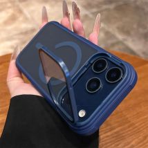 Full Lens Flip Stand For Magsafe Armor Magnetic Phone Case For iPhone 17 16 15 14 13 12 Pro Max Air Wireless Charge Matte Cover