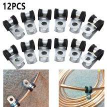 12pcs Metal P Clips Rubber Lined Wiring Hose Pipe Clamp Mikalor Camper Hydraulic 3/16" Brake Gas Line Pipe Fixing Clamp Cramp