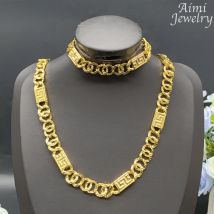 Trendy Jewelry Set for Men Women Hip Hop Necklace Bracelet Dubai Gold Plated Fashion Personalized Jewellery for Party Gifts