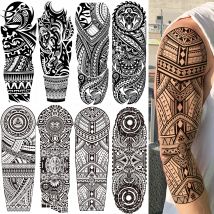 1 Blatt volle Ärmel Indien Maori temporäre Tattoos für Männer Erwachsene Frauen Tribal Totem Temp Tattoo schwarz gefälschte Arm Wassertransfer
