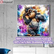 2025 New Full Crystal Diamond Mosaic Art Monkey Animal Painting Kit 5D DIY Fairy Dust Drill Diamond Embroidery Donkey Home Decor