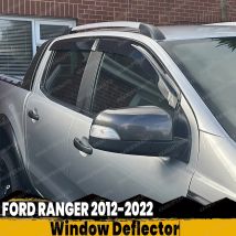 Deflettore per Finestrini ‌   Deflettori antipioggia per Ford Ranger 2012~2022 Wildtrak Raptor XLT XL T6 T7 T8, finestrini laterali, colore nero fumé, 4 pezzi