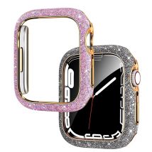 Diamond Half PC-Gehäuse für Apple Watch Serie 8 7 6 SE Bling Bumper Protector Cover Glänzender Rahmen für IWatch 40 41MM 44MM 45MM Abdeckung