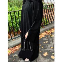Winter Herbst Cord Geschlossene Abaya Islamische Kleidung Dubai Luxus EID Modest Abayas Kleid für Muslimische Frauen Roben Split Ärmel