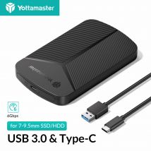 Yottamaster Custodia per HDD da 2,5 pollici SATA a USB 3.0 Tipo-C Custodia per disco rigido esterno Velocità 6 Gbps SATA SSD Custodia per HDD Scatola di immagazzinaggio da 6 TB