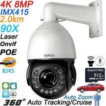 Tracciamento automatico del metallo a infrarossi laser Crociera 8MP 4K 90X Zoom ottico 360 °   Telecamera IP di sicurezza per sorveglianza Speed Dome audio POE PTZ