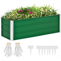 Outsunny Arriate de Jardín de Acero Jardinera Cultivos Plantas 125x47x40cm Verde