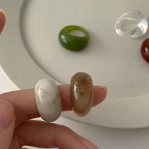 Vintage Irregular Smooth Resin Plastic Rings for Women New Trend Boho Geometric Finger Rings Aesthetic Party Jewelry Gift
