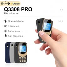 SERVO Q3308 PRO Mini-Handy, 3-SIM-Standby, Bluetooth-Dialer, Anrufaufzeichnung, Geschwindigkeitswahl, magische Stimme, super kleine Backup-Telefone