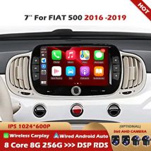 7 "Radio Per FIAT 500 2016 2017 2018 2019 Navigazione GPS Android Auto Carplay Lettore Multimediale 5G Wifi BT 360 Macchina Fotografica DSP