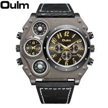 Oulm Neue Stil Einzigartige Designer Marke Männer Sport Uhr Mehrere Zeitzone Quarzuhr Lederband Herren Uhr Relogio Masculino