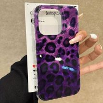 Handyhülle für iPhone 17 16 15 14 13 12 11 Pro Max XS X XR 7 8 Plus 17Air Stilvolle Lila Render Leopardenmuster Weiche Laserabdeckung