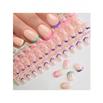 120/240Pcs French Short Square False Nails 12-Sizes Full Cover Press On Nail Glossy French Fake Fingertips for Women DIY Nails &