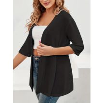 Europe, America, autumn and winter explosions elegant women's plus size half sleeve medium and long light elastic cardigan women