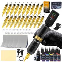 YILONG Kabelloses Tattoo-Pistolen-Set, Rotary-Tattoo-Maschinen-Set, Tattoo-Stift-Set mit großem LCD-Display, 1200 mAh Leistung für Tattoo-Künstler
