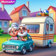 Momoart Alte Menschen Diamant Malerei 5D Großeltern Porträt Voll Platz Runde Paar Stickerei Haus Mosaik Cartoon Kind Geschenk