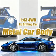 Coche de deriva RC profesional 1:43 con giroscopio ESP, Control proporcional completo, cuerpo de Metal 4WD, 2 juegos de neumáticos para deriva realista