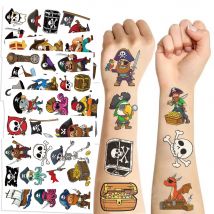 10 Teile/satz Neue Cartoon Piraten Schatz Gold Temporäre Tattoos Aufkleber Skeleton Pirate Tattoos Für Geburtstag Partei Liefert Geschenk