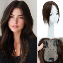 Echthaar-Topper für Damen, täglich 360° °   3D-Haarteile mit dünner werdendem Haar, Upgrade-Mittelteil, Clip-in-Pony 20, 25, 30, 35 cm
