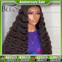 250 % leimlose 13 x 6 HD-Spitzenfront-Echthaar-Perücken, Wear&Go, vorgezupft, 5 x 5 HD-Spitzenverschluss-Perücke für schwarze Frauen, lose tiefe Welle