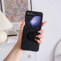 Luxuriöses, einfarbiges Flüssigsilikon 360° ° Rotierender Ringhalter, faltbare Handyhülle für Samsung Galaxy Z Flip 6, 5, 4, 3, weiche Rückseite